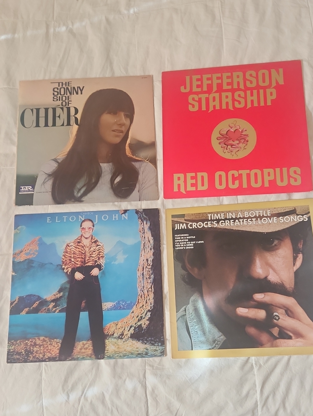 70s Vintage Vinyl Lot - Cher, Jefferson Starship, Elton John, Jim Croce